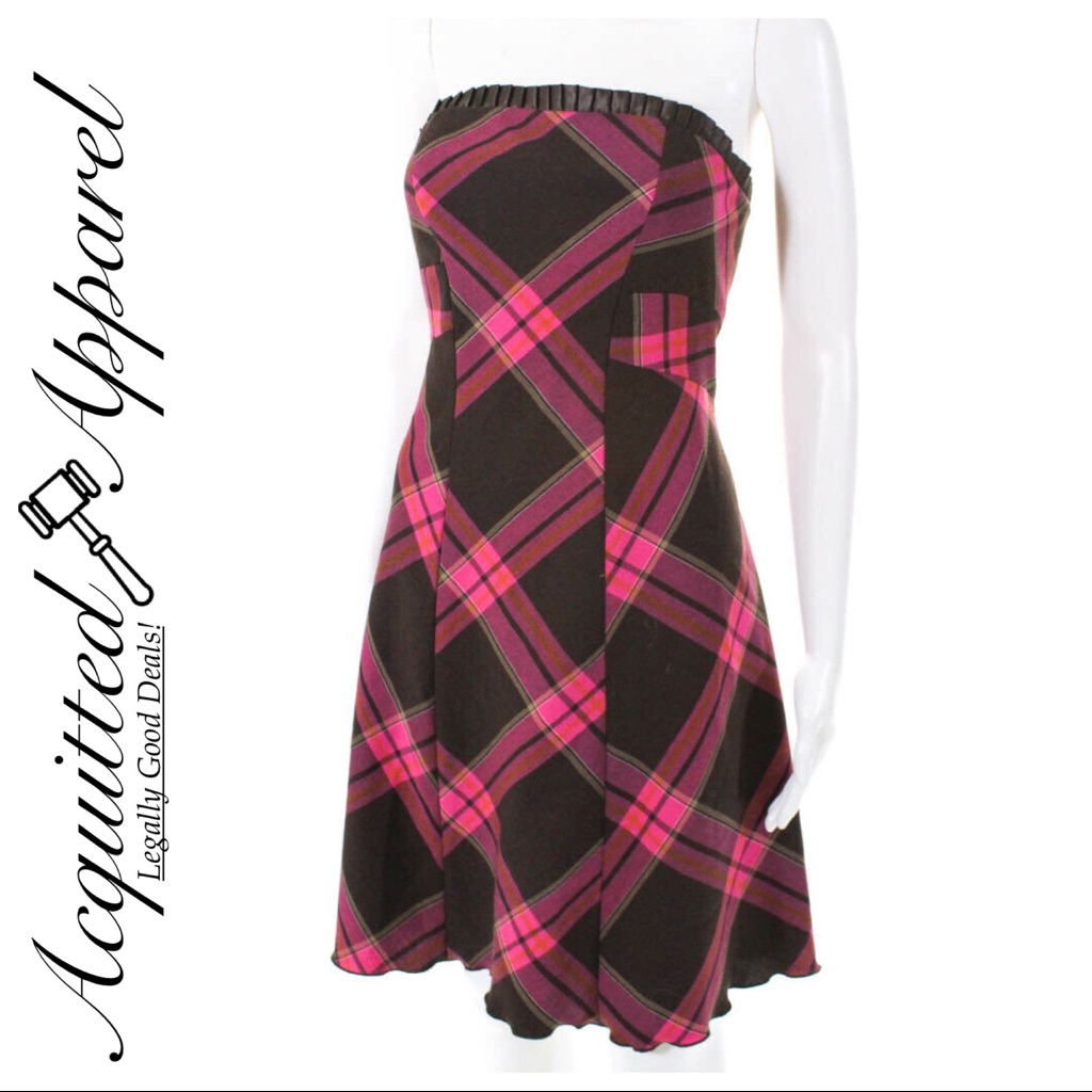 Dvf Silk Asia Asymmetrical Skater Plaid Dress